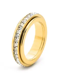 Anti-Anxiety Titanium Steel Ring, Rotating Design Stress Relief Bracelet, Cubic Zirconia Anxiety Relief, Comfort Fit, Valentine's Day Gift, Elegant Ring