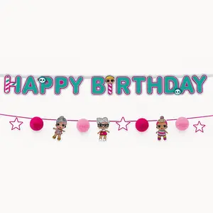 LOL Surprise! "Happy Birthday" Banner Kit with Characters and Pink Accents