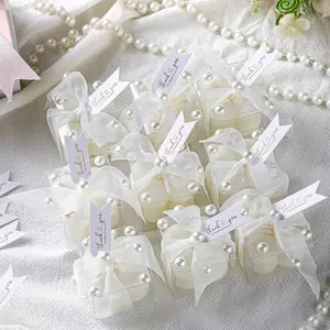 Nuanchu 30 Sets Bridal Shower Favors White 1.6" Mini Bubble Candles Wedding Favors Gifts for Guests Aesthetic Bubble Candles Baby Shower Favor with Thank You Card Ribbon for DIY Baptism Gift