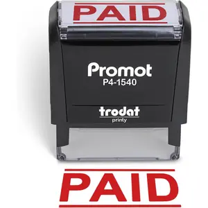 Paid Stamp Self Inking - for Office, Accounts Payable Stamp - Rubber Stamps for Retail Use, Red Ink, Self Inking for Business Supplies, Paid Stamper