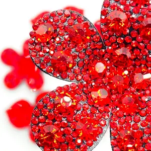 Rhinestone Sparkly Floral Glitter Flower Accessories Pack, DIY Fashion Embellishments for Clothes, Shoes, Hats, Bags, Hair Decorations, 2 Pieces Per Pack