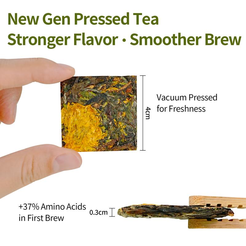 Dandelion Wolfberry Tea – Natural 7-Herb Blend, 15 Individually Wrapped 5g Pressed Tea Cakes