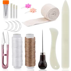 Book Binding Kits 24 count Bookbinding kit Bookbinding Supplies with  Folders Tool Binding Ribbon Waxed Thread for Beginners