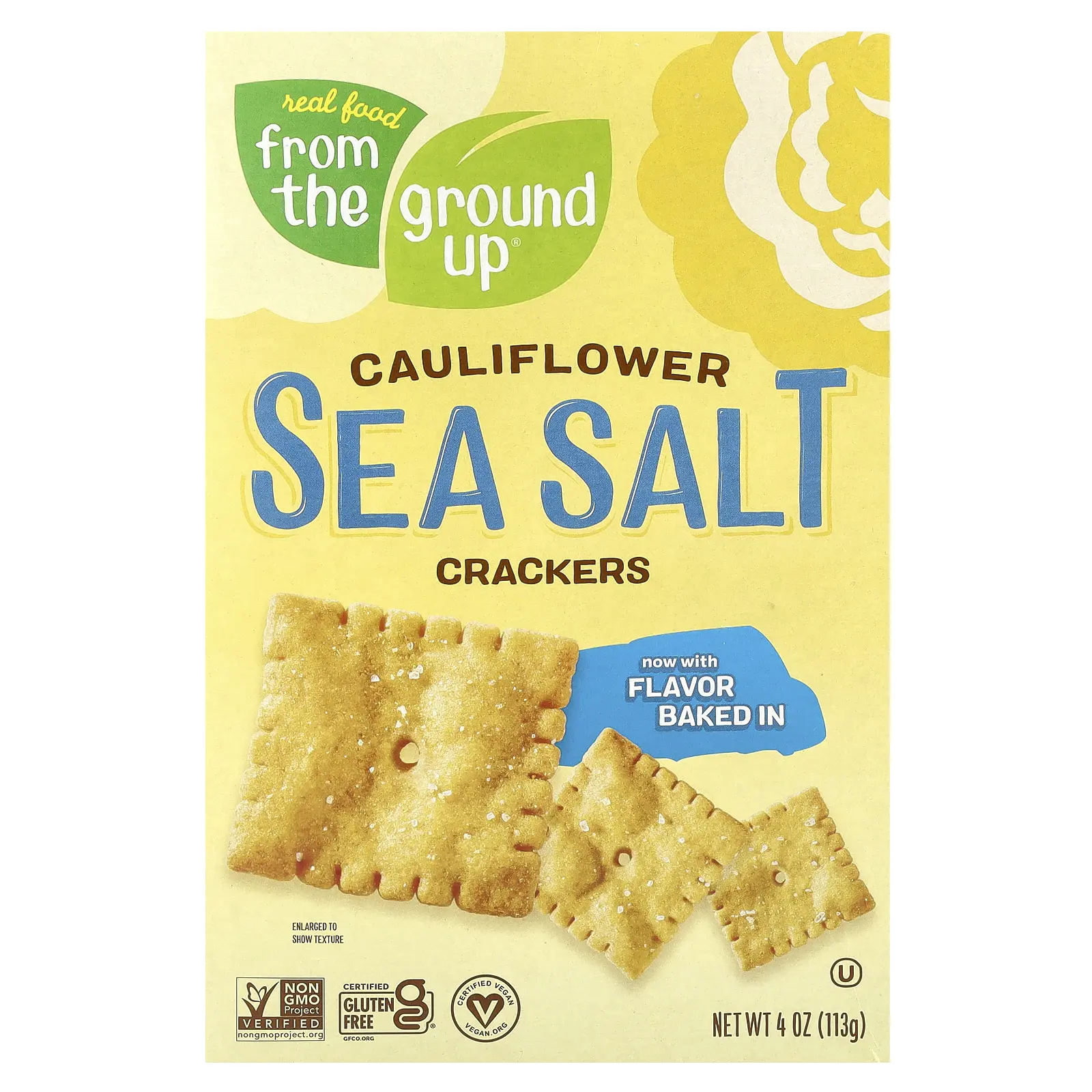 From The Ground Up Cauliflower Crackers, Sea Salt, 4 oz (113 g) From The Ground Up Cauliflower Crackers, Sea Salt, 4 oz (113 g)