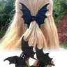 1 Count Halloween Bat Motif Hair Clip, Punk Style Matte Black Bat Wing Sturdy Hair Claw, Halloween Party Costume Accessory, Suitable for Themed Events and Daily Wear, Horror Party Photo Prop, Versatile, Clips For Hair