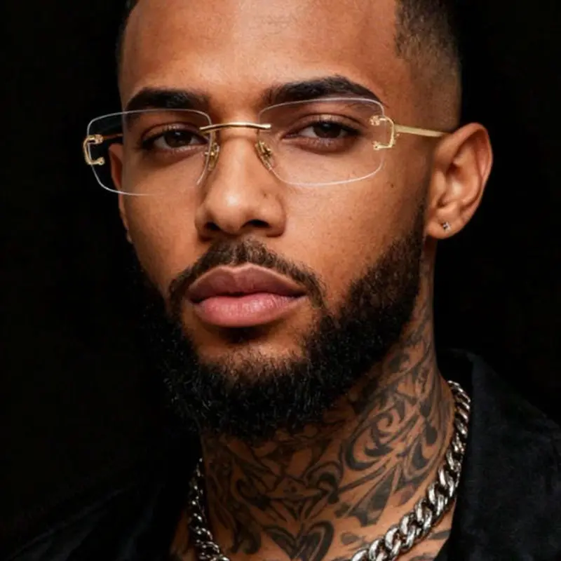 Men's Metal Square Frameless Sunglasses, Vintage Elegant Luxury Unisex Bold Fashion, Stylish Plain Glasses for Men, Trendy Vintage Sunglasses, Trendy Shades