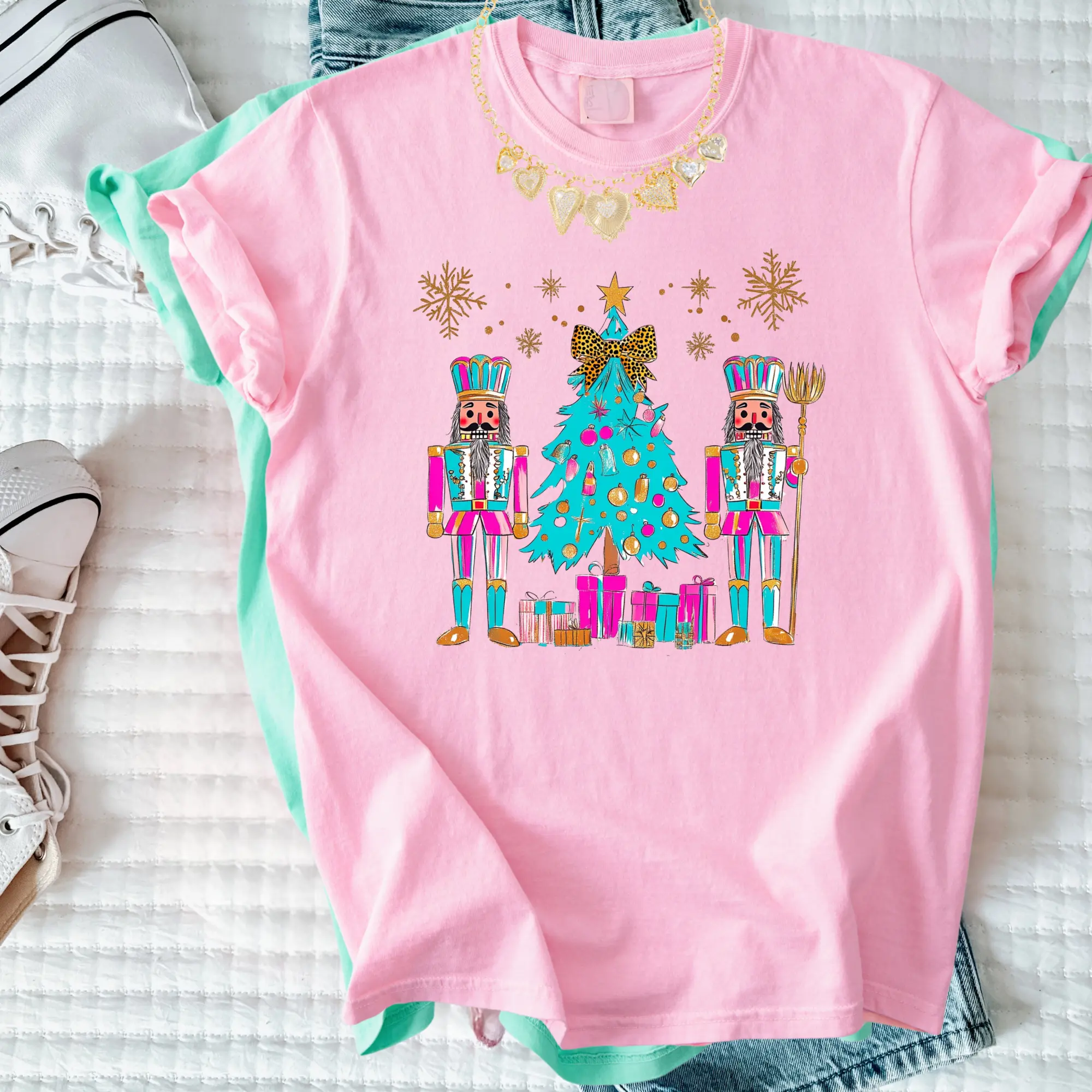 Nutcracker Christmas Tree Shirt – Colorful Holiday Comfort Colors Tee