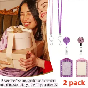 2 Packs of Shiny ID Name Badge Holder, Portable and Extendable Crystal Neck Hanging Rope, Suitable for Female Offices, Nurses, Teachers, Doctors, Student Gifts, Textiles & Soft Furnishings
