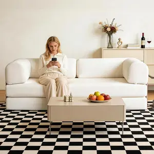 HipyMo 79'' 4-in-1 Folding Convertible Sofa Bed Couch with Deep Seat, Fold Out Sleeper Couch with 2 Pillows,  Corduroy Fabric Modular Lazy Chair for Living Room Bedroom，No Assembly Need, Beige