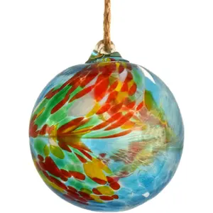 4 inch Hand Blown Glass Balls Ornaments, Christmas Friendship Gazing Balls for Home Outdoor Garden Patio Decor (Blue Mixed-4in)