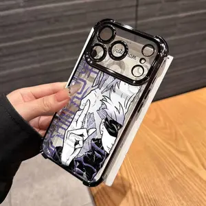 Creative blindfolded boy cool magic mobile phone case, electroplated frame with four-corner drop protection soft case, suitable for iPhone 17/16/15/14/13/12/11/X/XS/XSMAX, a holiday gift for friends, family, and yourself