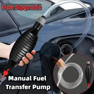 Manual Oil Pump Manual Fuel Transfer Pump Gas Siphon Pump for Gasoline Water Oil Diesel Siphon Fuel Hand Pump with 1Pcs 3m Long PVC Hose and Rubber Ball