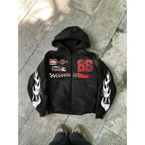 Unisex hooded open-front cardigan sweater, casual loose-fit long-sleeve jacket for sports, basketball streetwear fashion