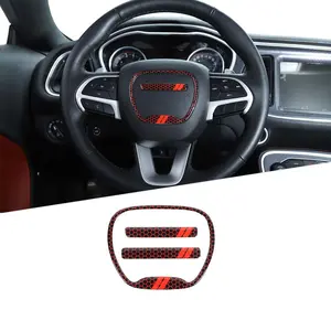 For 2015+ Dodge Challenger/Charger/2014+ Durango Steering Wheel Emblem Frame Trim Decor Ring Cover
