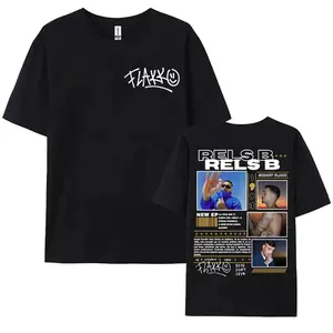 RELS B "Skinny Flakk" Tour Graphic T-Shirt - 100% Cotton Fabric, Soft, Breathable, Stylish Shortsleeve, Aesthetic Menswear Hip Hop Streetwear Sports Top