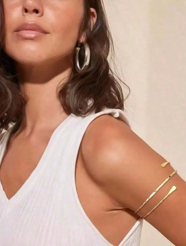 FREDDIE 4PCS Upper Arm Cuff Jewelry For Women, Minimalist Arm Cuff Bracelet, Adjustable Coil Armlet
