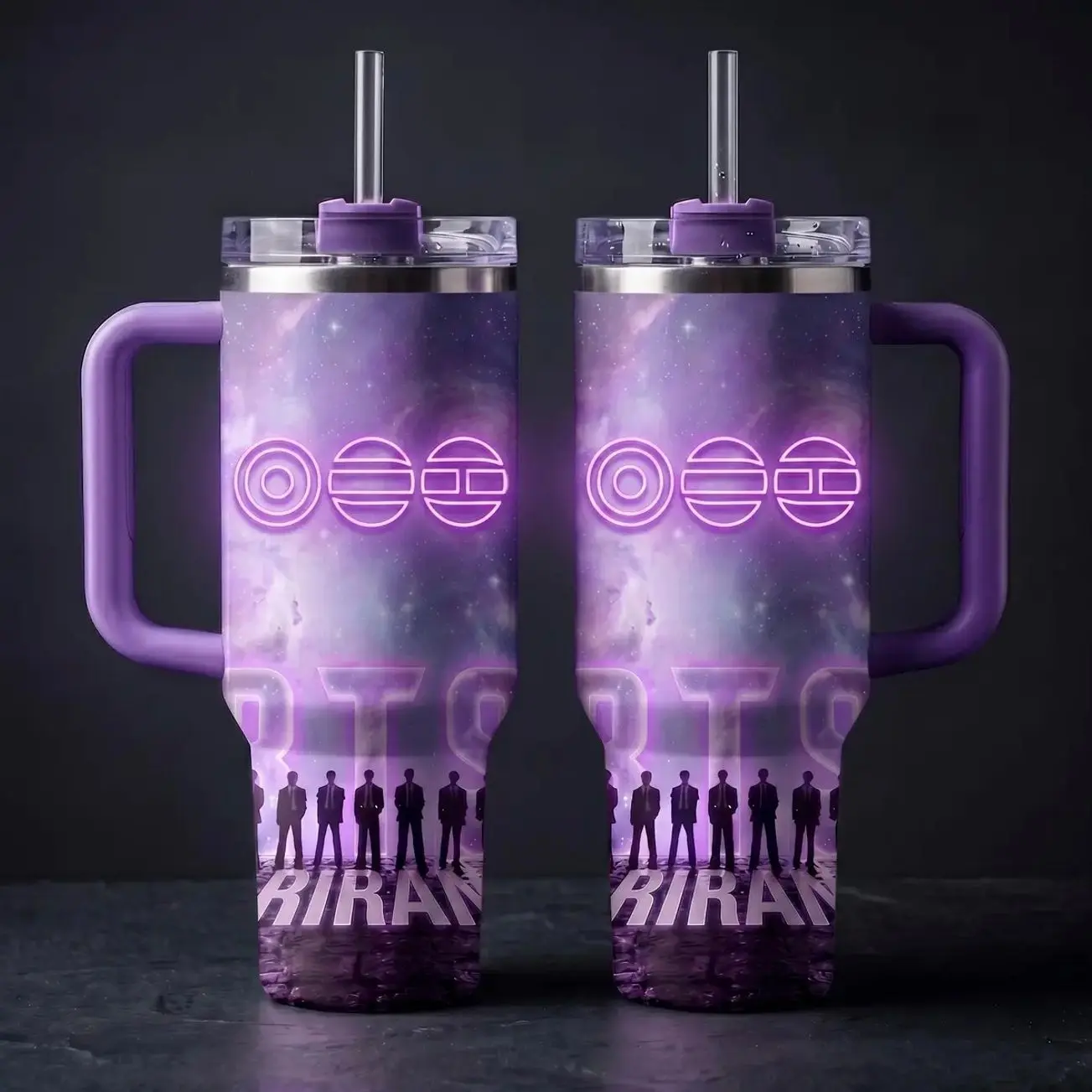 40oz 20oz Kpop Inspired Tumbler Cup – Boy Band Fan Gift, Insulated Travel Mug with Straw Lid, Aesthetic Idol Design