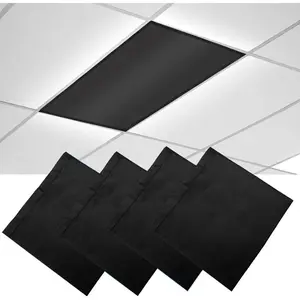 4 Pcs 4 x 2 Feet Magnetic Fluorescent Ceiling Light Covers, Polyester Fabric Light Filters for Office Classroom School Home Black