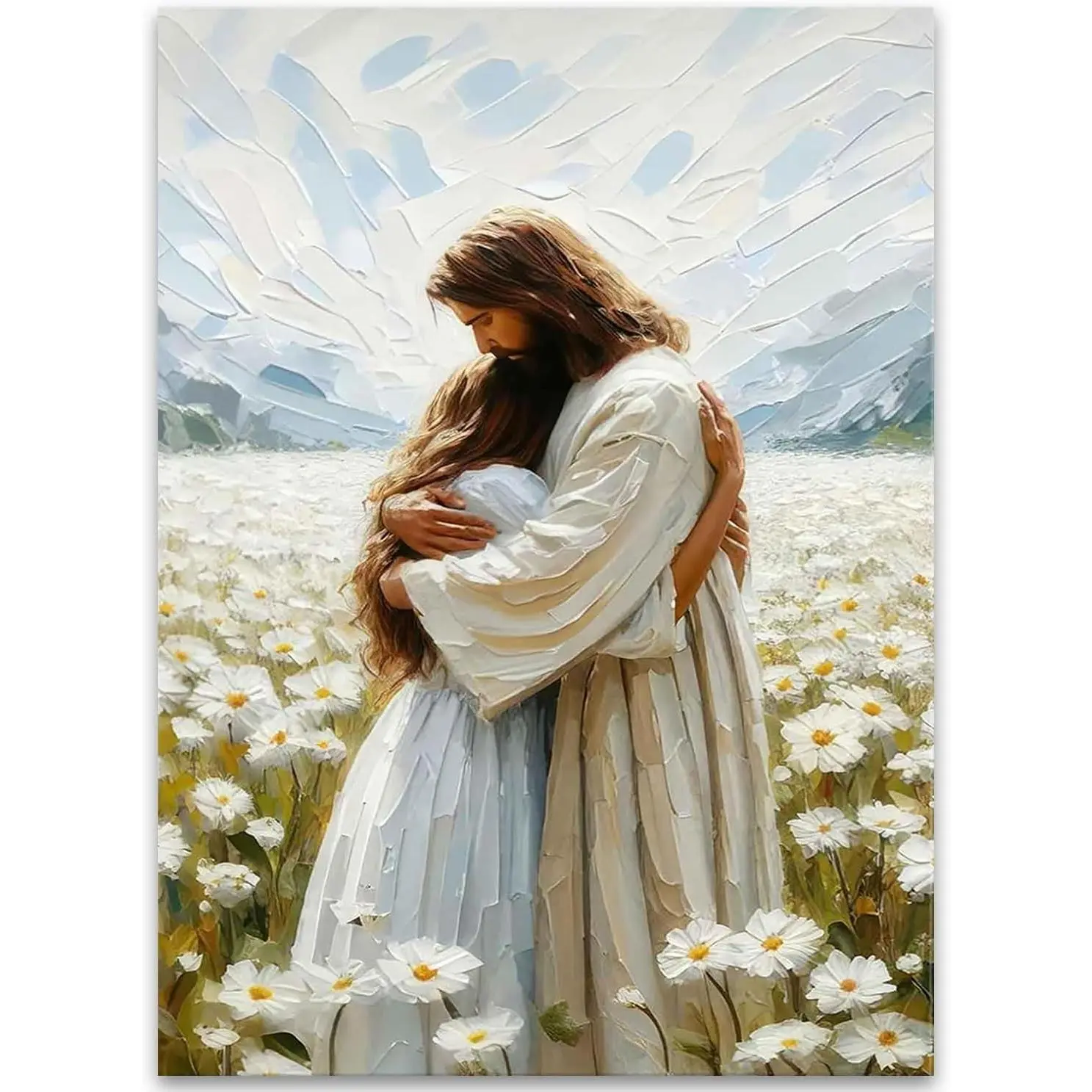 Paint by Numbers for Adults and Kids Beginner, Jesus Hugging Woman Christian Painting by Number Kits On Canvas, Number Artist Paint by Number Kit DIY Oil Painting Acrylic Paints, Home Wall Decor