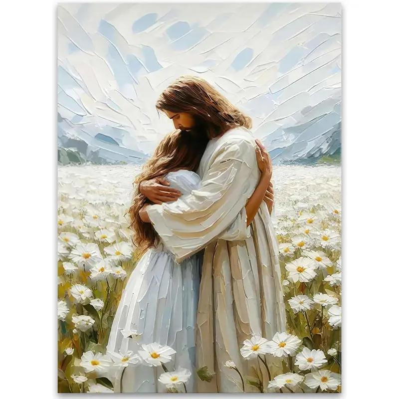 Paint by Numbers for Adults and Kids Beginner, Jesus Hugging Woman Christian Painting by Number Kits On Canvas, Number Artist Paint by Number Kit DIY Oil Painting Acrylic Paints, Home Wall Decor