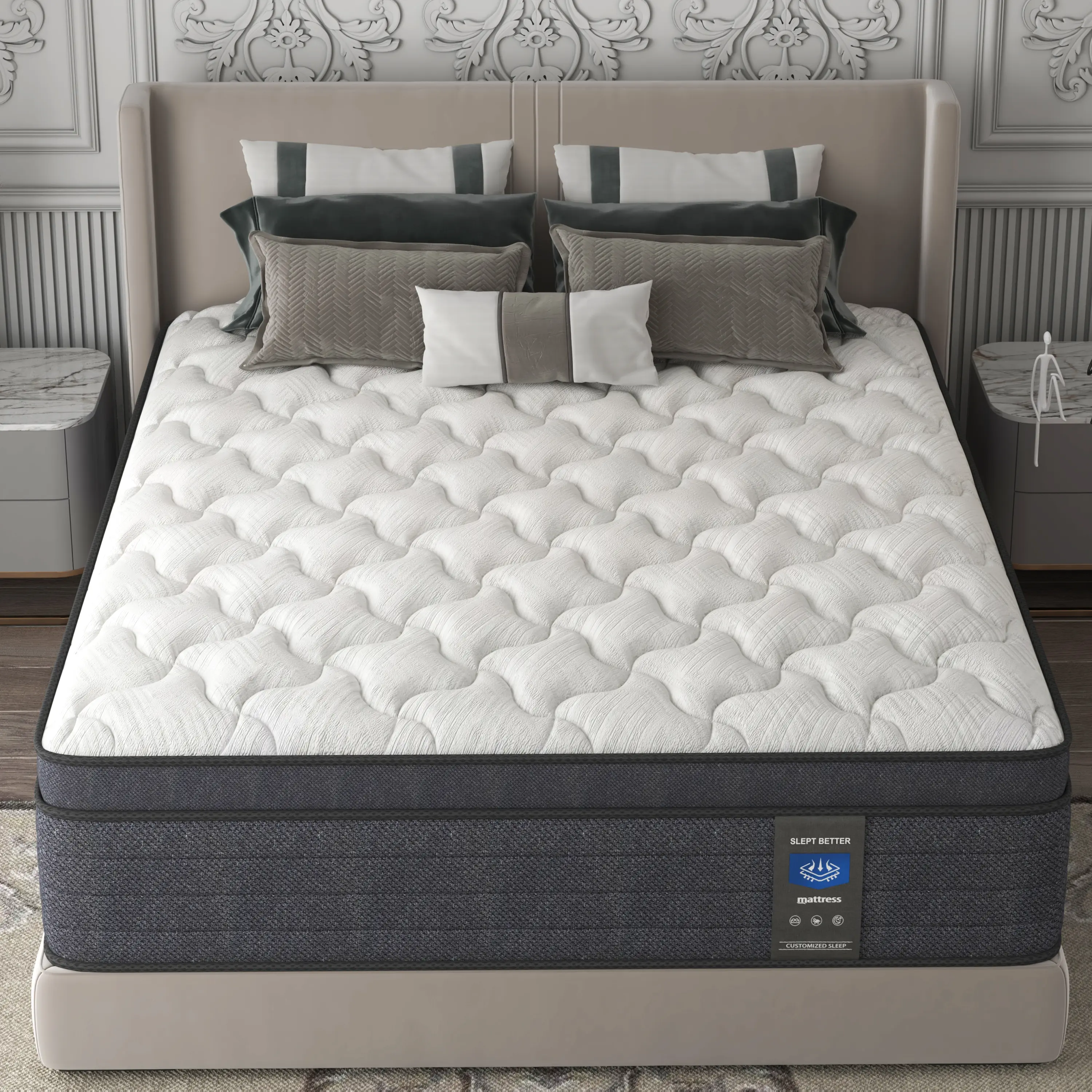 MRH 12 Inch Twin Full Queen King Pocketed Coil Box Mattress Hybrid Innerspring Mattress Hotel Mattress Modern Design