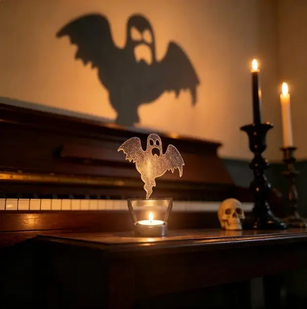 Ghost Shadow Tealight Candle Holder - Gothic Indoor Desktop Ornament, Spooky Halloween Party Decoration Gift for Home & Garden Decor outdoor lawn statue Centerpiece Wall decorative sculpture