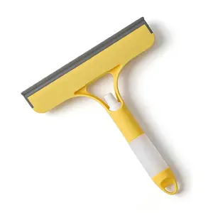 3 in 1 Spray Window Squeegee Scrubber, All in One Glass and Mirror Cleaner for Home, Bathroom and Auto Use, Streak Free, White & Yellow