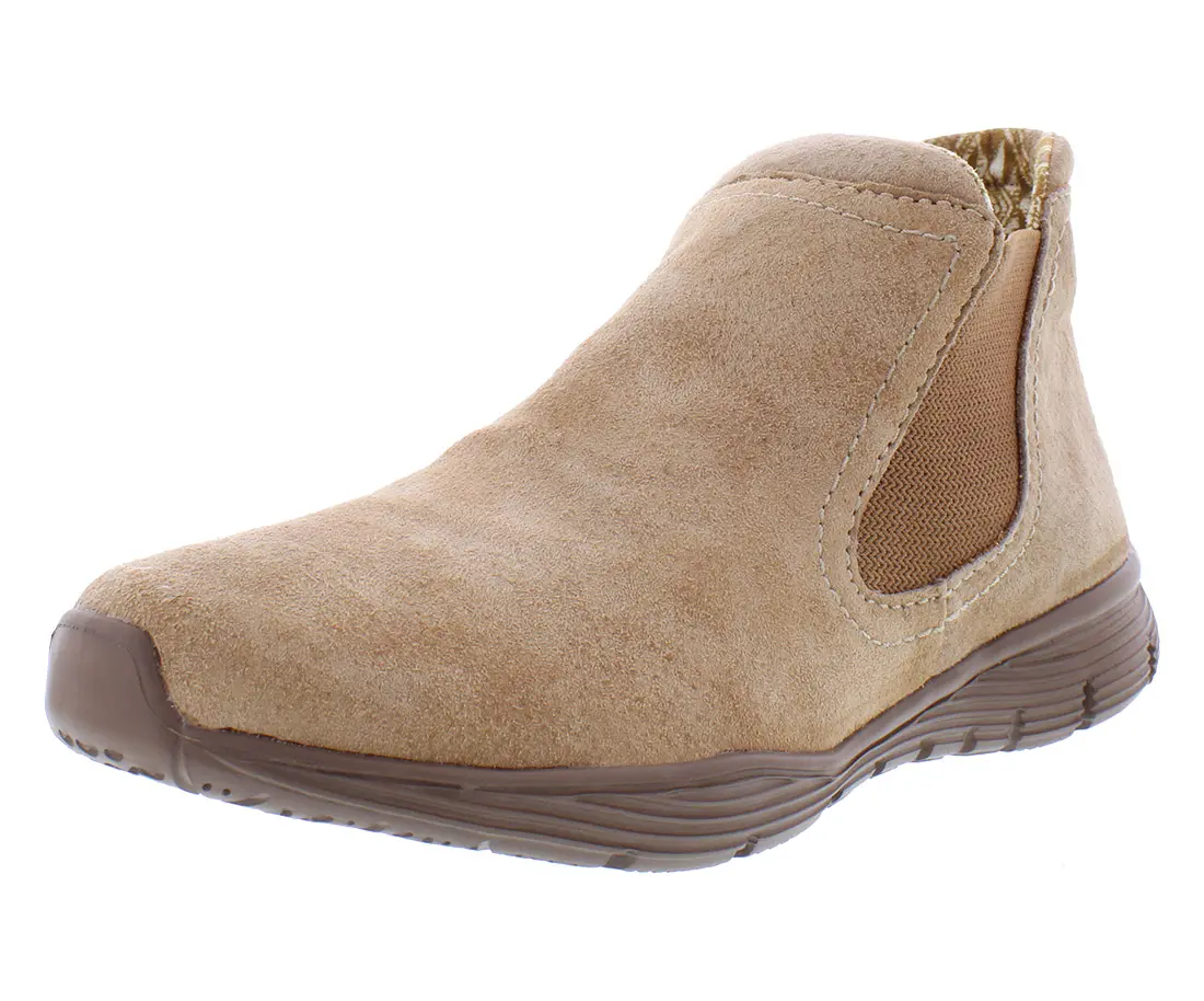 Skechers Women's Seager - Be Determined Slip-On Ankle Boots, Solid Microfiber Casual Everyday Footwear, Shoe