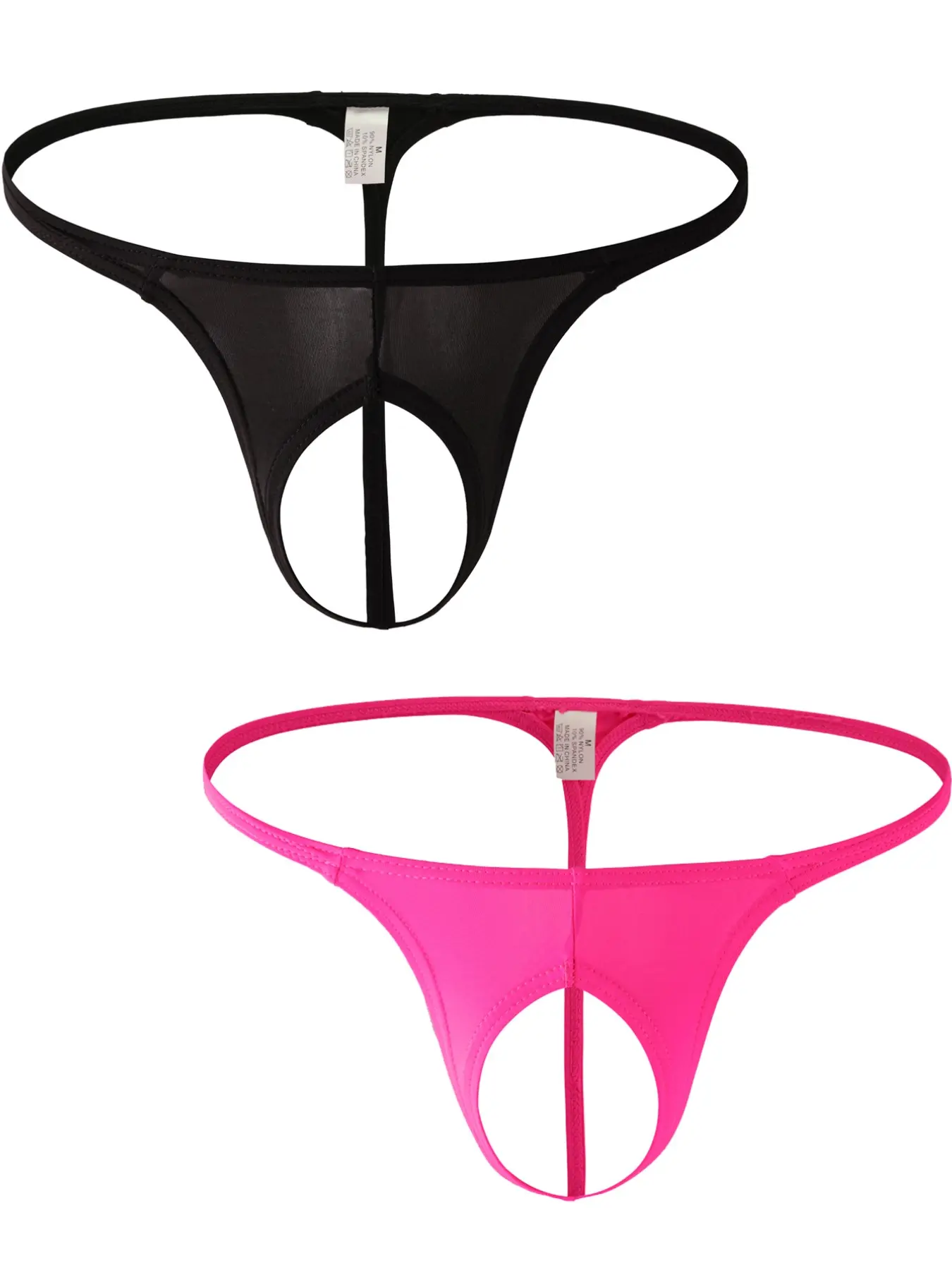 Men's Nylon G-Strings, Slim-Fit Sheer Thongs, Breathable Elastic Low-Waist Low Rise Underwear, Sexy Solid Pattern, All Seasons Comfort