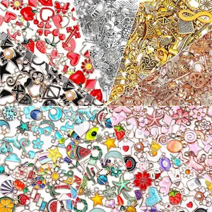 X-BY113 500Pcs Charms Bulk Wholesale Assorted Gold Plated Enamel Pendants Earring for Bracelet Necklace DIY Jewelry Making Craft Supplies