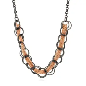 BERRICLE Brass Open Circle Statement Chunky Bib Statement Necklace for Women, Rose Gold-tone/Black-tone/Gold-tone/Silver-tone