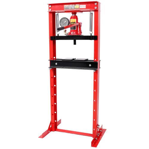 12Ton Bottle Jack Shop Press with Gauge, Bend, Straighten, or Press Parts, Install Bearings, U-Joints, Bushings, Ball Joints, and Pulleys,RED
