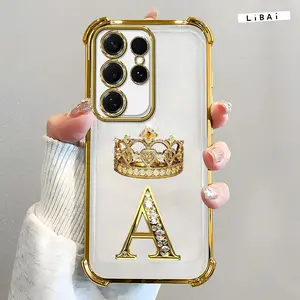 Suitable for [Galaxy S25 Ultra] New high-end crown electroplated gold edge mobile phone case new business simple explosion-proof mobile phone case affordable anti-fall anti-fingerprint-888
