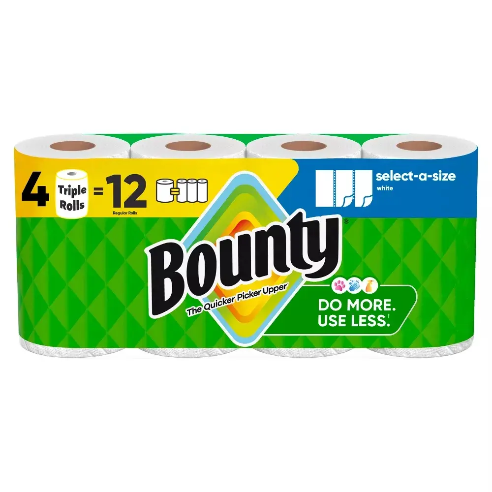 Bounty Select-A-Size Paper Towels - 4 Triple Rolls - 2-Ply - 123 Sheets