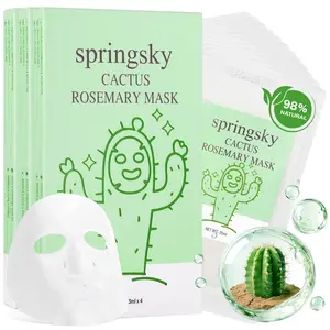 Clean Beauty Facial Sheet Mask, Hydrating Face Mask with Cactus & Centella Asiatica, 24HR Long-Lasting Moisture, Fragrance-Free Gentle for Sensitive Dry Skin, 12 Count