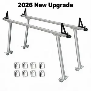 Heavy Duty 800 lbs Aluminum Truck Ladder Rack - Global Fit Pickup Bed Cargo Carrier - Adjustable Width 35.4"-71" for Kayaks, Lumber, Ladders, Surfboards - 8 No-Drill C-Clamps