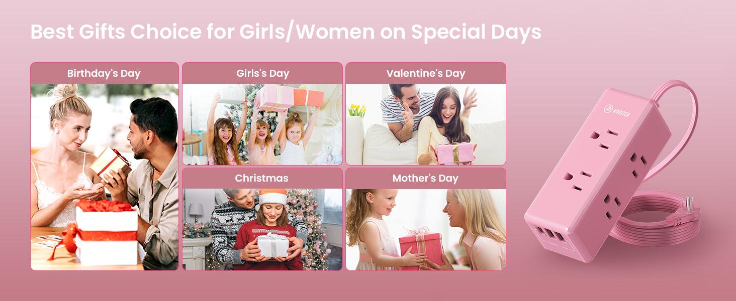 HONIZER Flat Plug Power Strip Surge Protector with 6 Outlets & 3 USB Ports (1 USB-C), 10FT/15FT Extension Cord for Home, Office, Desk, Dorm Room