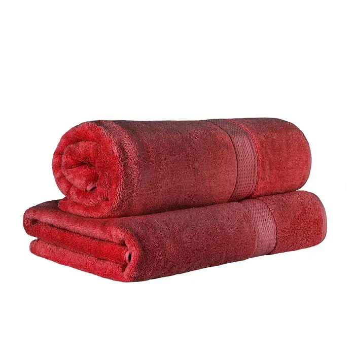 Home City 900 GSM BSHEET RD Egyptian Cotton Highly Absorbent 2 Piece Ultra-Plush Solid Bath Sheet Set, Red - 34 x 68 in.