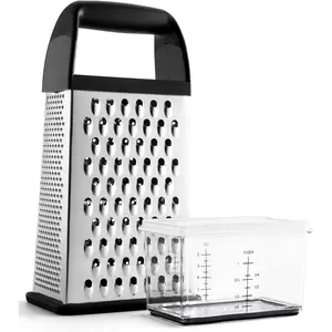 Cheese Grater With Container Box Grater Stainless Steel Graters for Kitchen Cheese Shredder Parmesan Shredder Kitchen Gadgets Kitchen Tools Kitchen Gifts for Chef Dishwasher Safe Zester