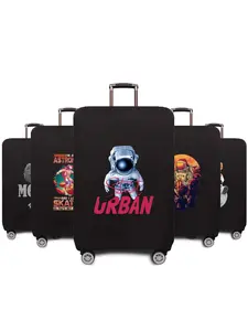 Cartoon Astronaut Pattern Luggage Cover, Travel Luggage Protective Cover, Elastic Luggage Cover for 18-28 Inch Suitcase