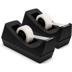 Desktop Tape Dispenser - Non-Skid Base - Weighted Tape Roll Dispenser - Perfect for Office Home School (Tape not Included) 2 Pack
