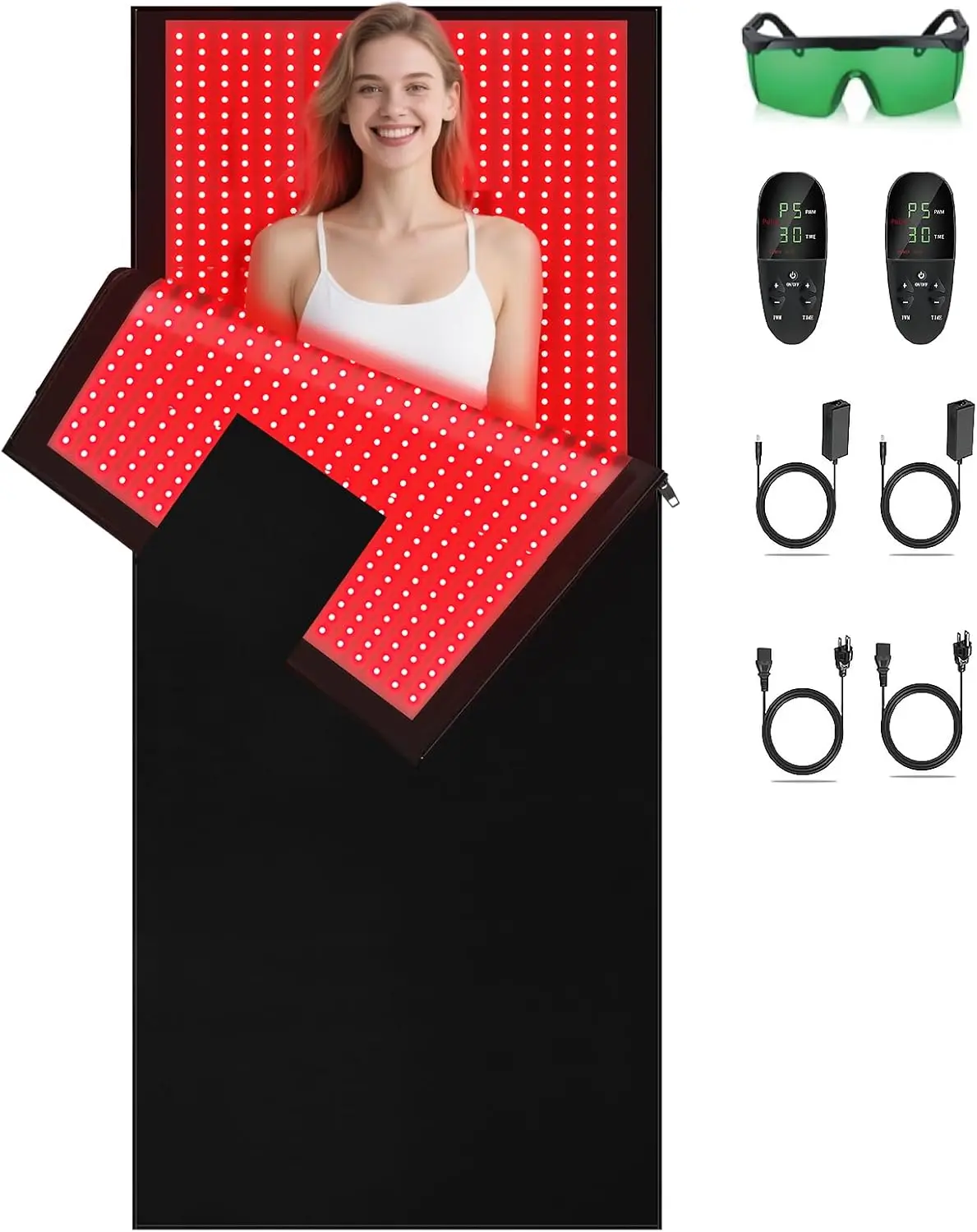 Large Red Light Therapy Blanket, 2520 LEDs Infrared Red Light Therapy Mat FulBody for Resolve Inflammation, Relieve Joint or Back Pain, Red Light Wrap 660 & 850nm Wavelengths, 71in X 32in