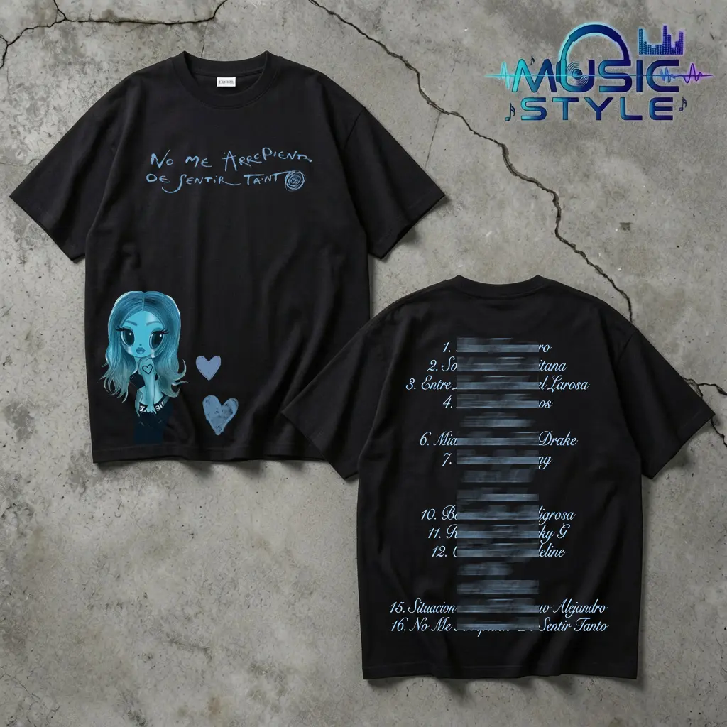 Karol.G No Me Arrepiento de Sentir Tanto T-Shirt, Two-Sided Latin Music Graphic Tee, Premium 100% Cotton Concert Shirt, La Bichota Fan Gift, Reggaeton Tour Merch