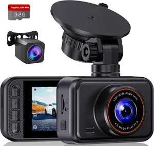 2.5K Front and Rear Dash Cam Dual Car Camera with 2 Inch IPS Screen, Mini Dashboard Camera with WDR Night Vision G Sensor Loop Recording and 24H Parking Monitor, Car Dash Camera with 32GB Card Support 256GB