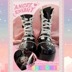 Hazbin Helluva Angel Dust Stompers Kawaii Pastel Alternative Alt Goth Y2K Jfashion VKei Visual Kei Platform Boots for Women - Footwear US Women’s Size 8.5