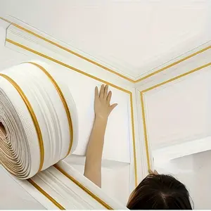 ASD 1pcs Oversized Self-Adhesive Removable Wallpaper Trim Strips - Waterproof & XPE Foam Corner Molding, Decorative Border Lines for Ceiling & Walls (362.2"x5.51"), DIY Home Decoration, Elegant Trim Design, Durable Trim Material