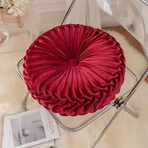 Nordic Round Velvet Cushion, Thick Plush Sofa Pillow, Hand-Stitched, Modern Style, All-Season Home Decor, Tatami Mat Backrest, Floor Seat Pad