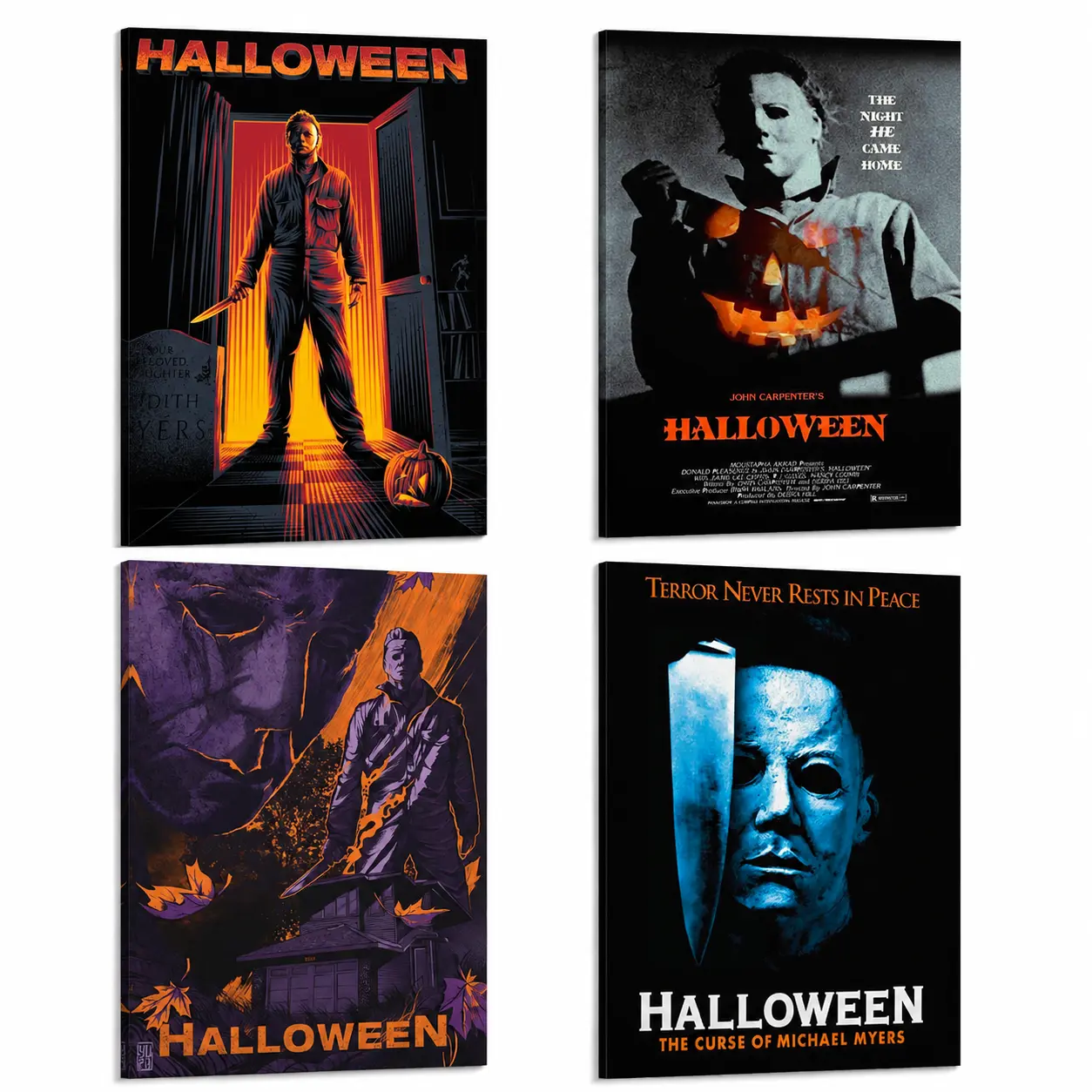Horror Movie Canvas Wall Art, Classic Halloween Character Poster, Thriller Film Print for Man Cave Bar Bedroom Decor, Framed Canvas Ready To Hang