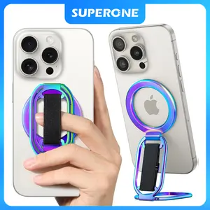 SUPERONE for MagSafe Phone Grip for MagSafe Kickstand Compatible with Mag Safe Finger Loop 4in1 Smartphone Ring Holder Strap for iPhone17 - 12 Series and MagSafe Case Colorful armrest charger Cellphone