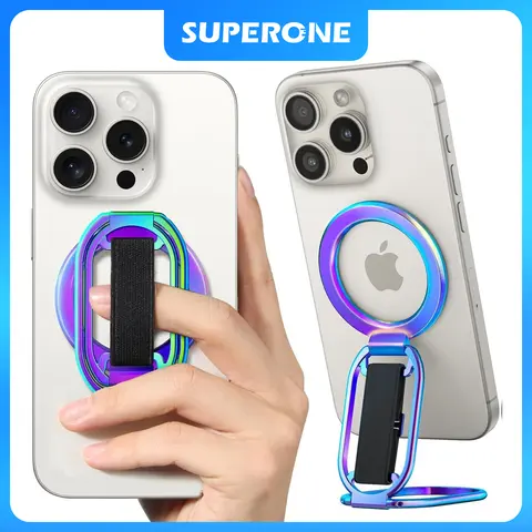 SUPERONE for MagSafe Phone Grip for MagSafe Kickstand Compatible with Mag Safe Finger Loop 4in1 Smartphone Ring Holder Strap for iPhone17 - 12 Series and MagSafe Case Colorful armrest charger Cellphone summerwins
